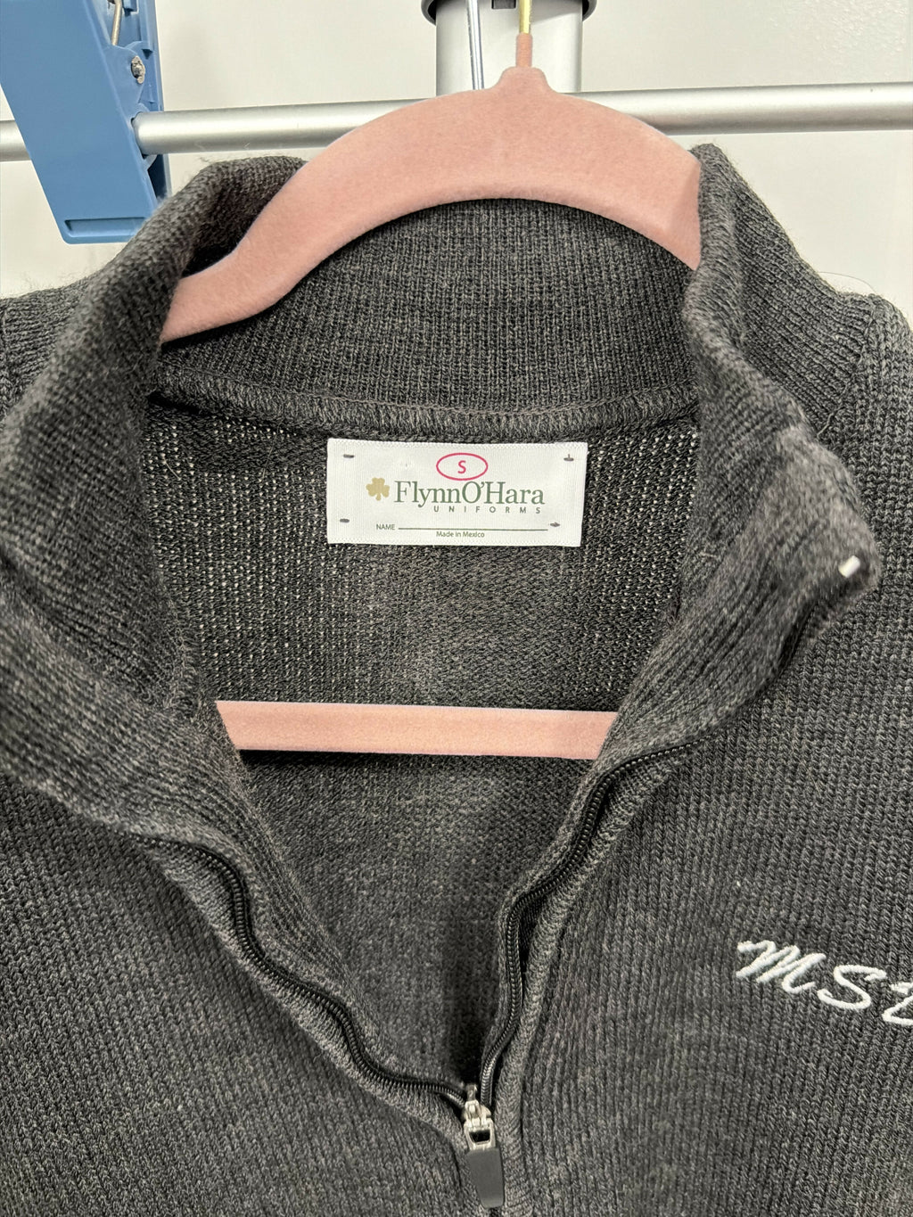 Quarter zip pullover sweater with logo