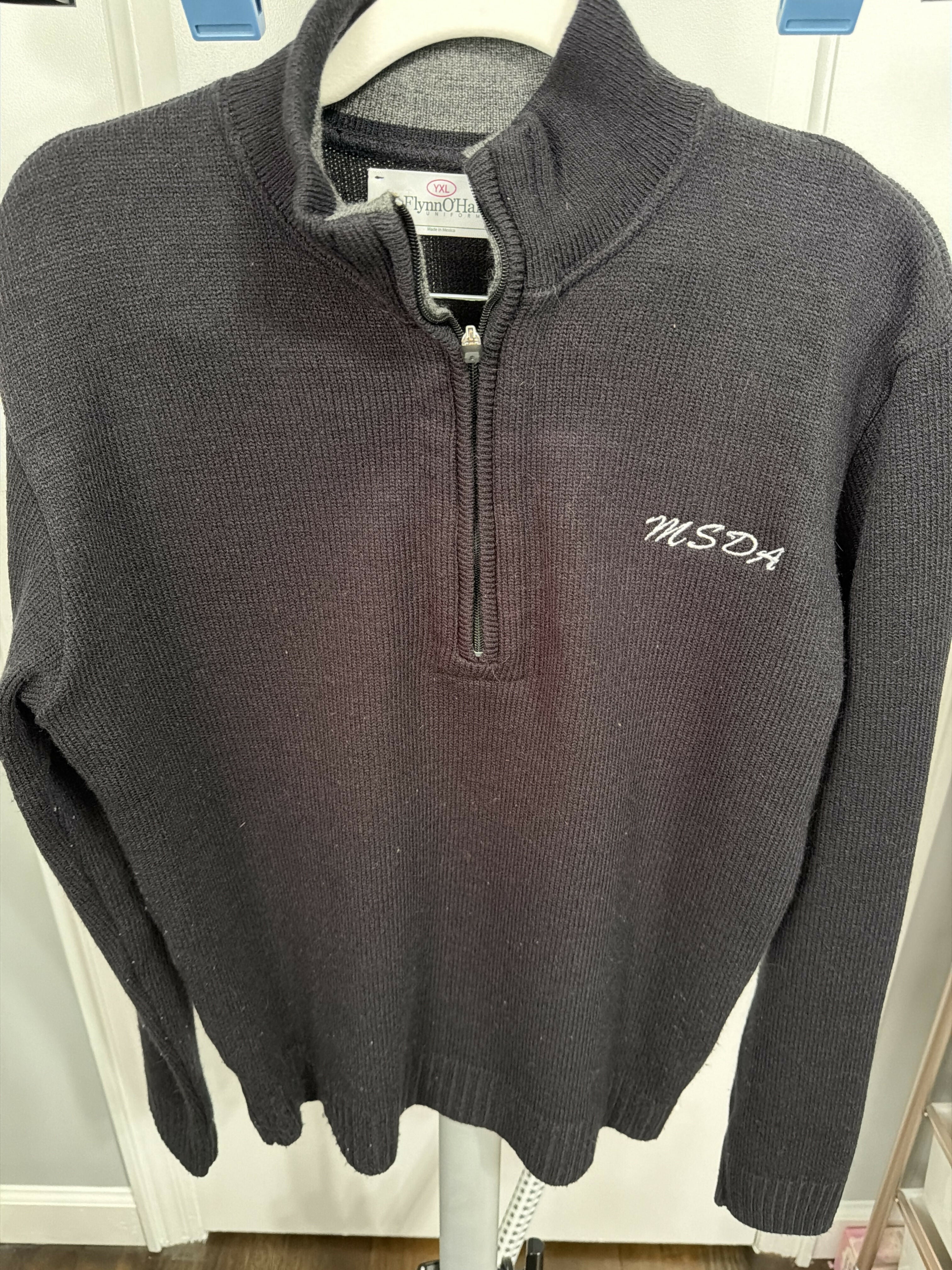 Quarter zip pullover sweater with logo